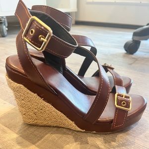 Brown wedge sandals